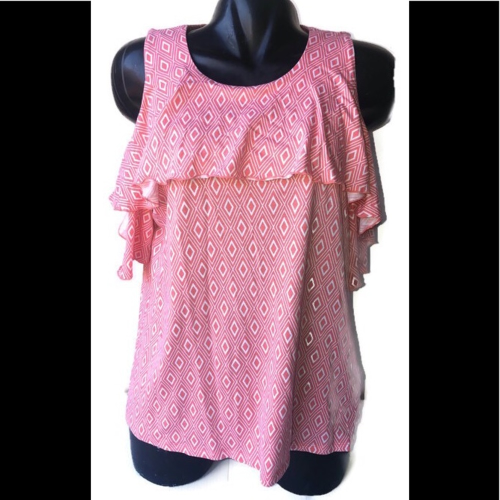 Michael Kors cold shoulder ruffle top